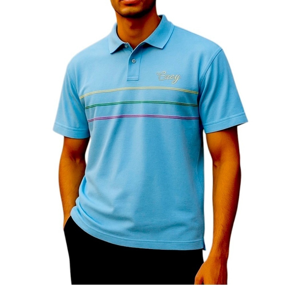 Coogi Vintage polo shirt Blue Short sleeved stripes Men’s 2X